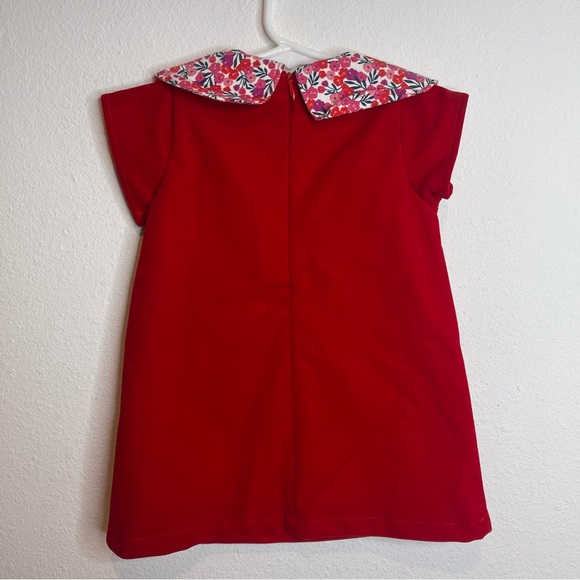 brand new petit peony red velvet floral collar dress - Picture 4 of 4